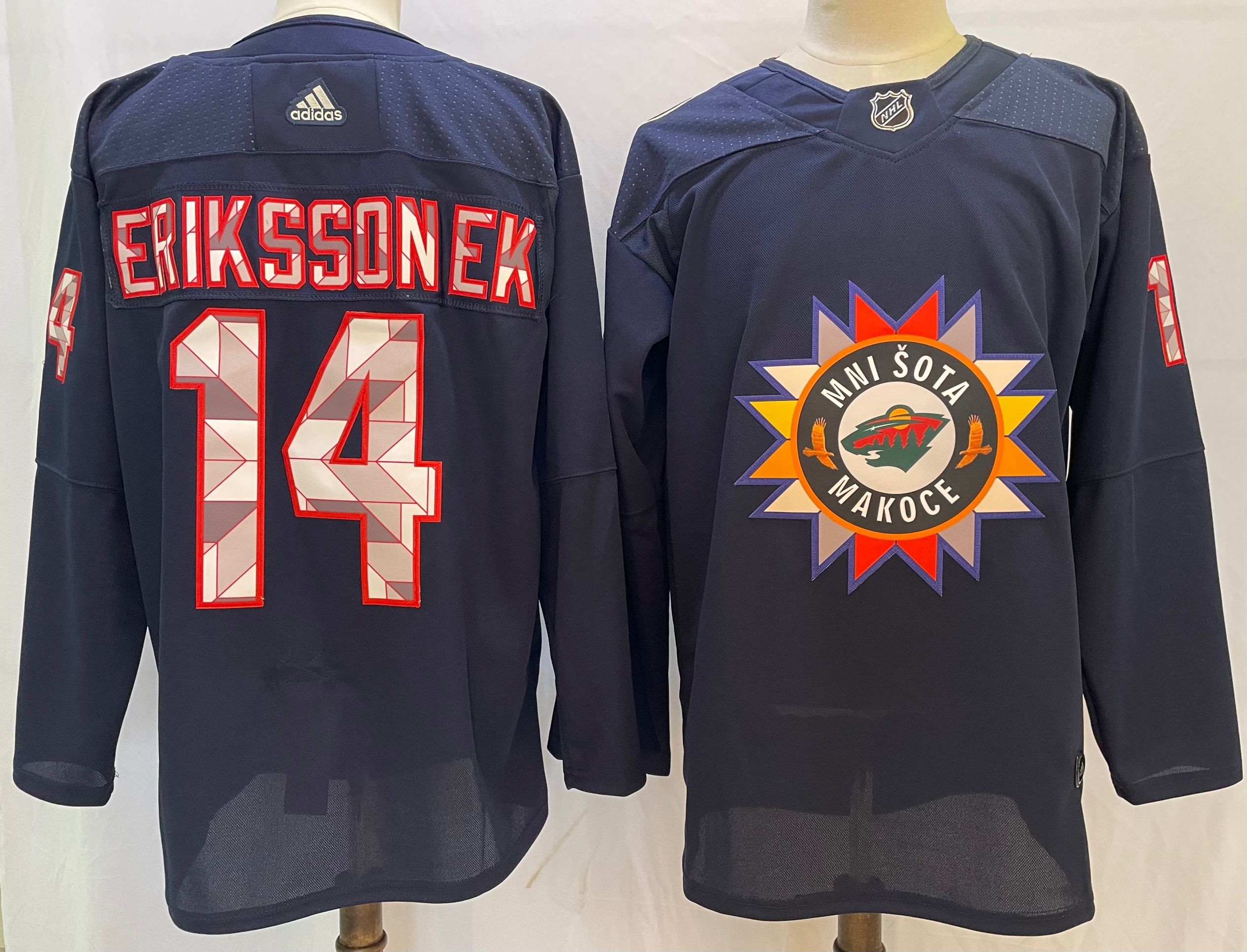Men Minnesota Wild #14 Erikssonek Blue New 2022 Adidas NHL Jersey->nashville predators->NHL Jersey